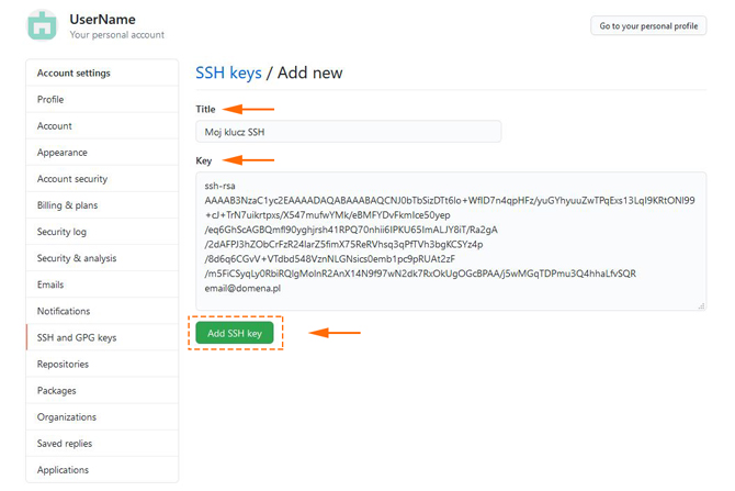 github-przypisanie-klucza